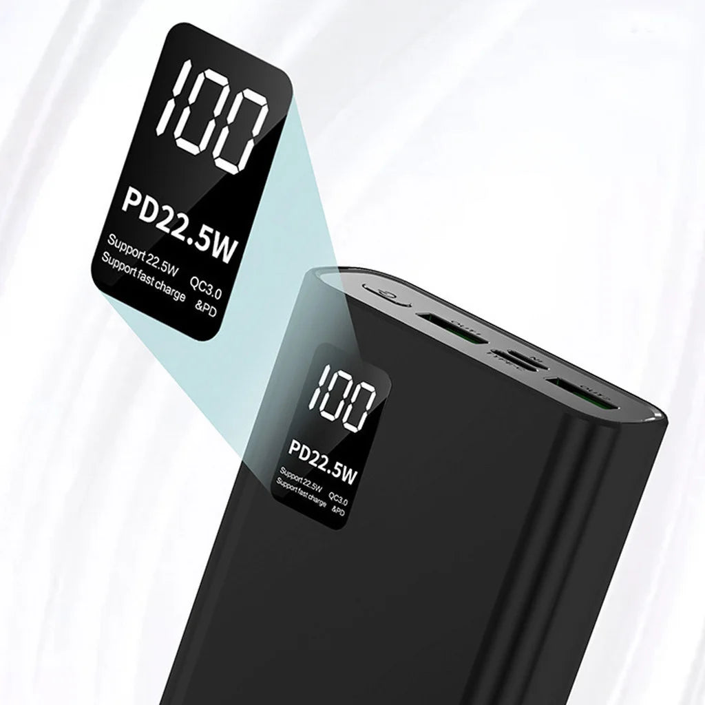 Carregador Portátil 20000mAh Turbo com Tela LCD: 100% Original