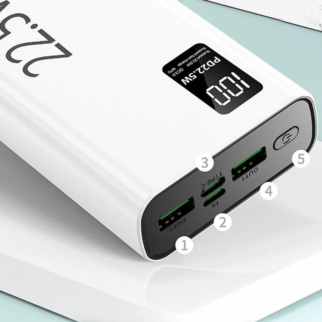 Carregador Portátil 20000mAh Turbo com Tela LCD: 100% Original