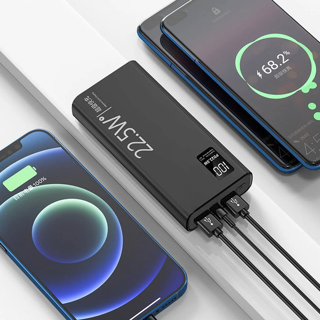 Carregador Portátil 20000mAh Turbo com Tela LCD: 100% Original