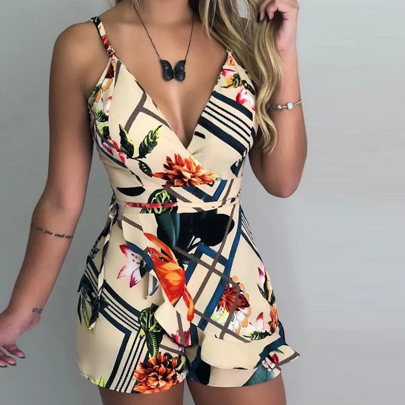 Macacão spaghetti estampado, Moda Casual