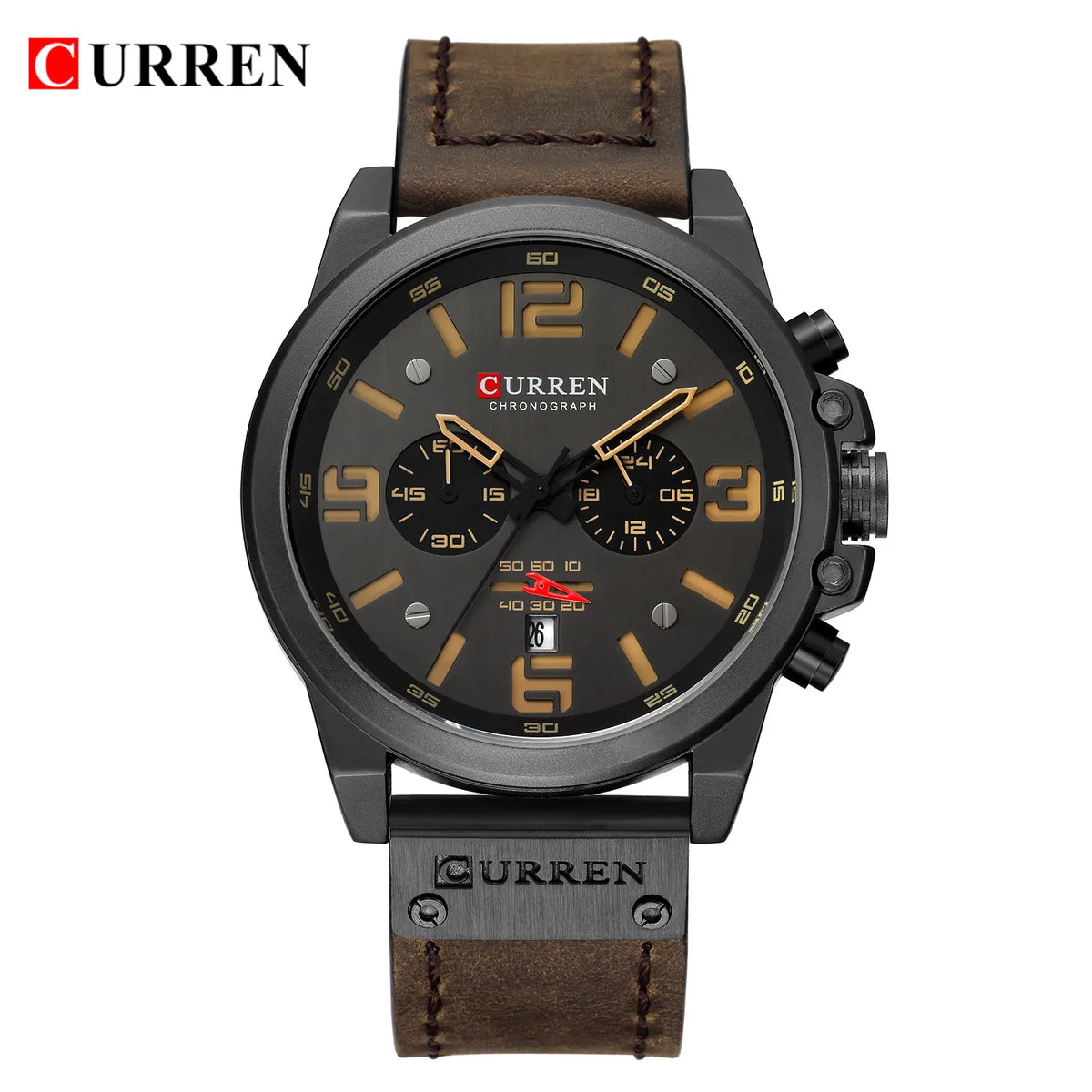 Relógios Curren à Prova d´água Esporte Pulso Cronógrafo Quartzo Militar Couro Genuíno