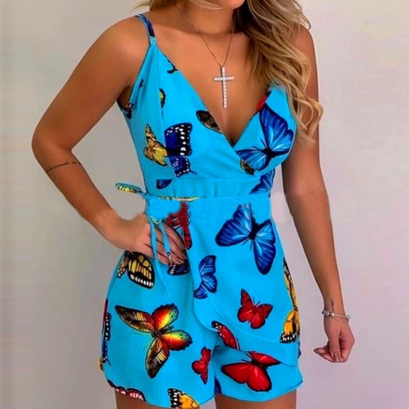 Macacão spaghetti estampado, Moda Casual