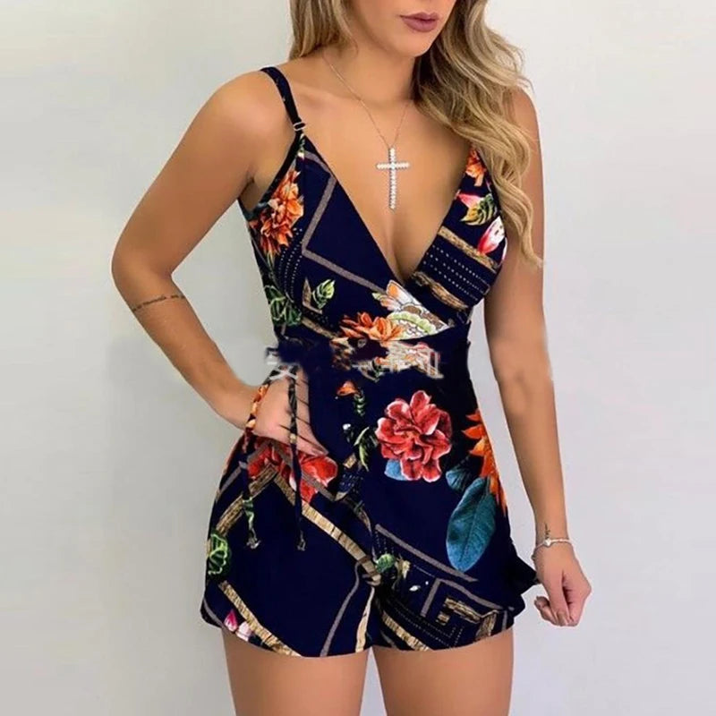 Macacão spaghetti estampado, Moda Casual