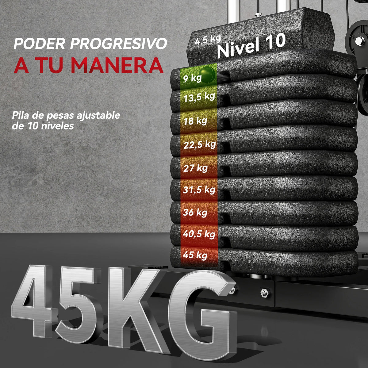 Estação de Musculação Multiestação Homcom com Flexão de Pernas, 45 kg de Peso