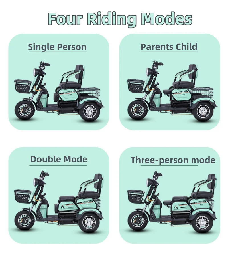Scooter de mobilidade de 3 rodas para adultos 1000W 60V