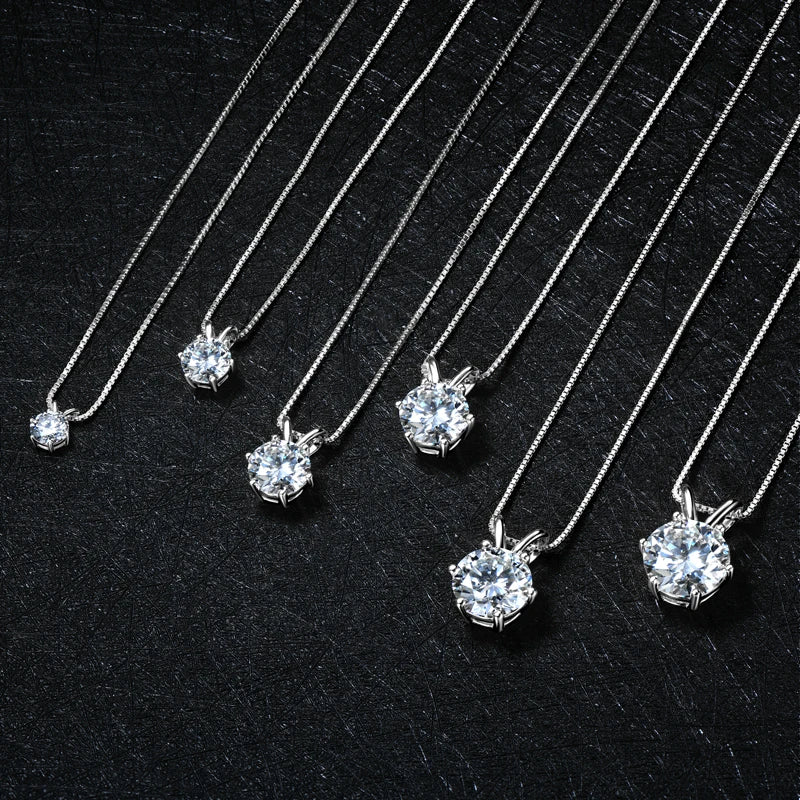 Colar Solitário + Pingente Certificado 0.5-5ct Moissanite Pingente