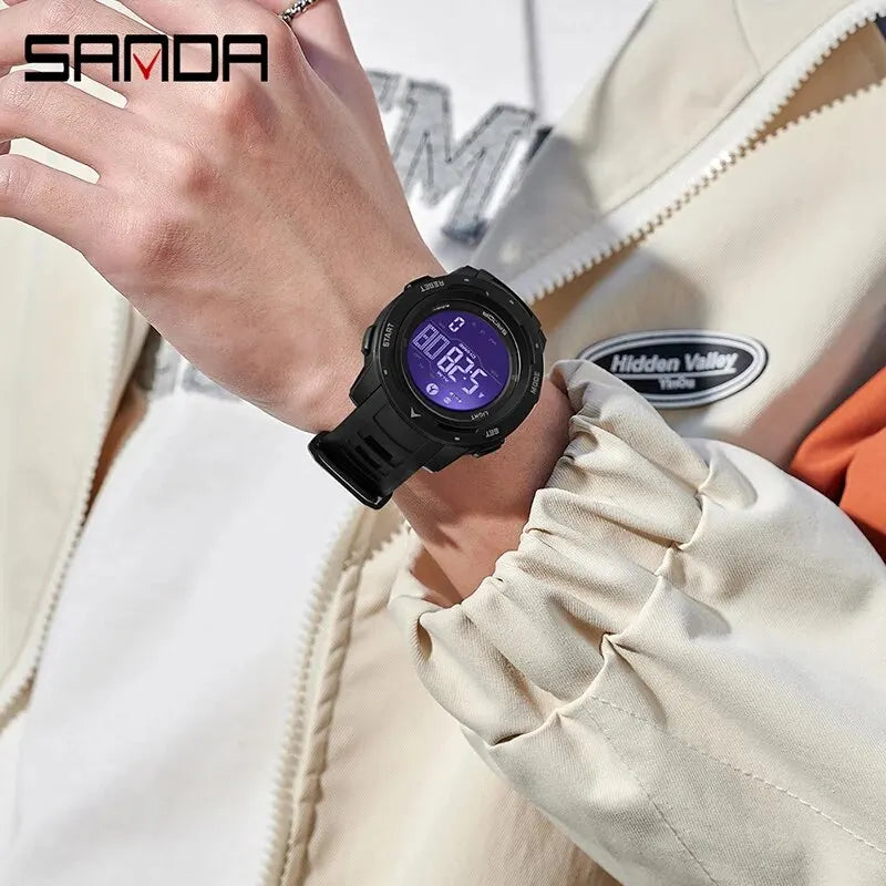 Relógio SANDA 2145  Pedômetro e Contador de Calorias, relógio de pulso militar digital LED à prova d'água 50M