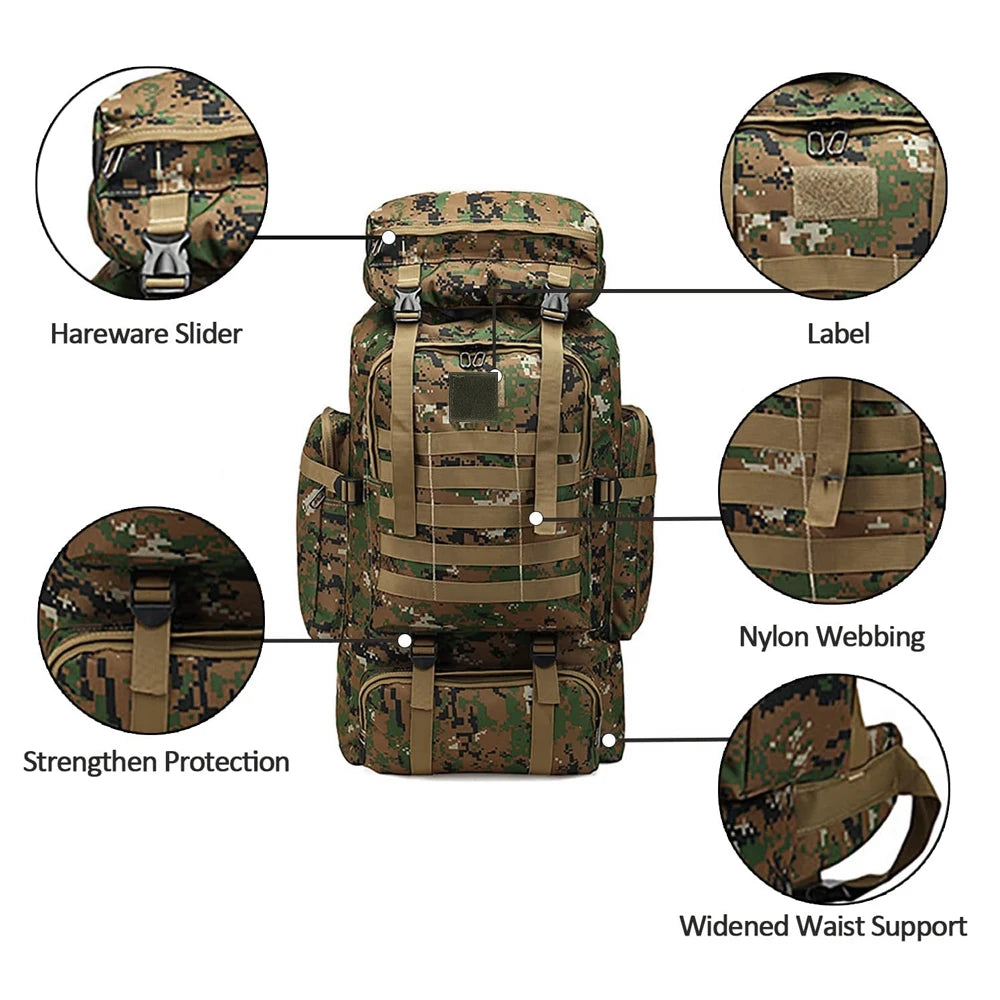 Mochila para Caminhadas e Camping, Impermeável ideal para Viagens e Emergências