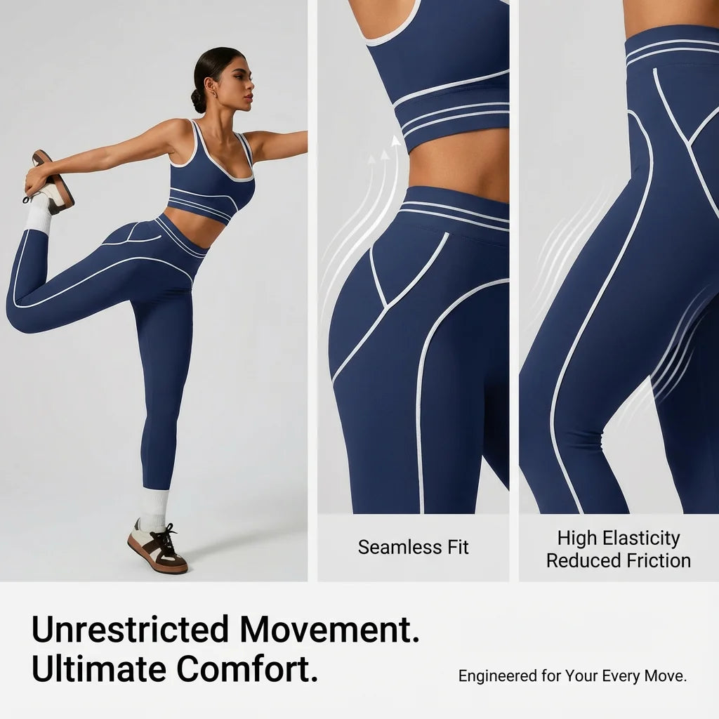 Conjunto Sem Costura de Cintura Alta Activewear para Ginásio treino fitness
