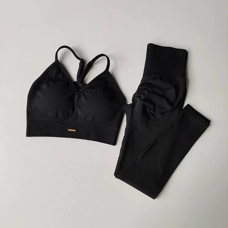 Conjunto de Exercício Peach de Cintura Alta com Efeito Levanta Bumbum