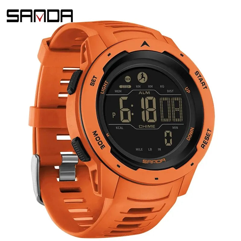 Relógio SANDA 2145  Pedômetro e Contador de Calorias, relógio de pulso militar digital LED à prova d'água 50M