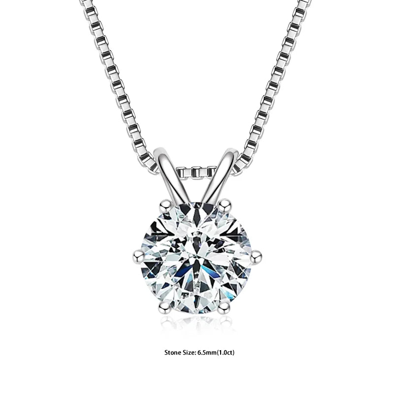 Colar Solitário + Pingente Certificado 0.5-5ct Moissanite Pingente