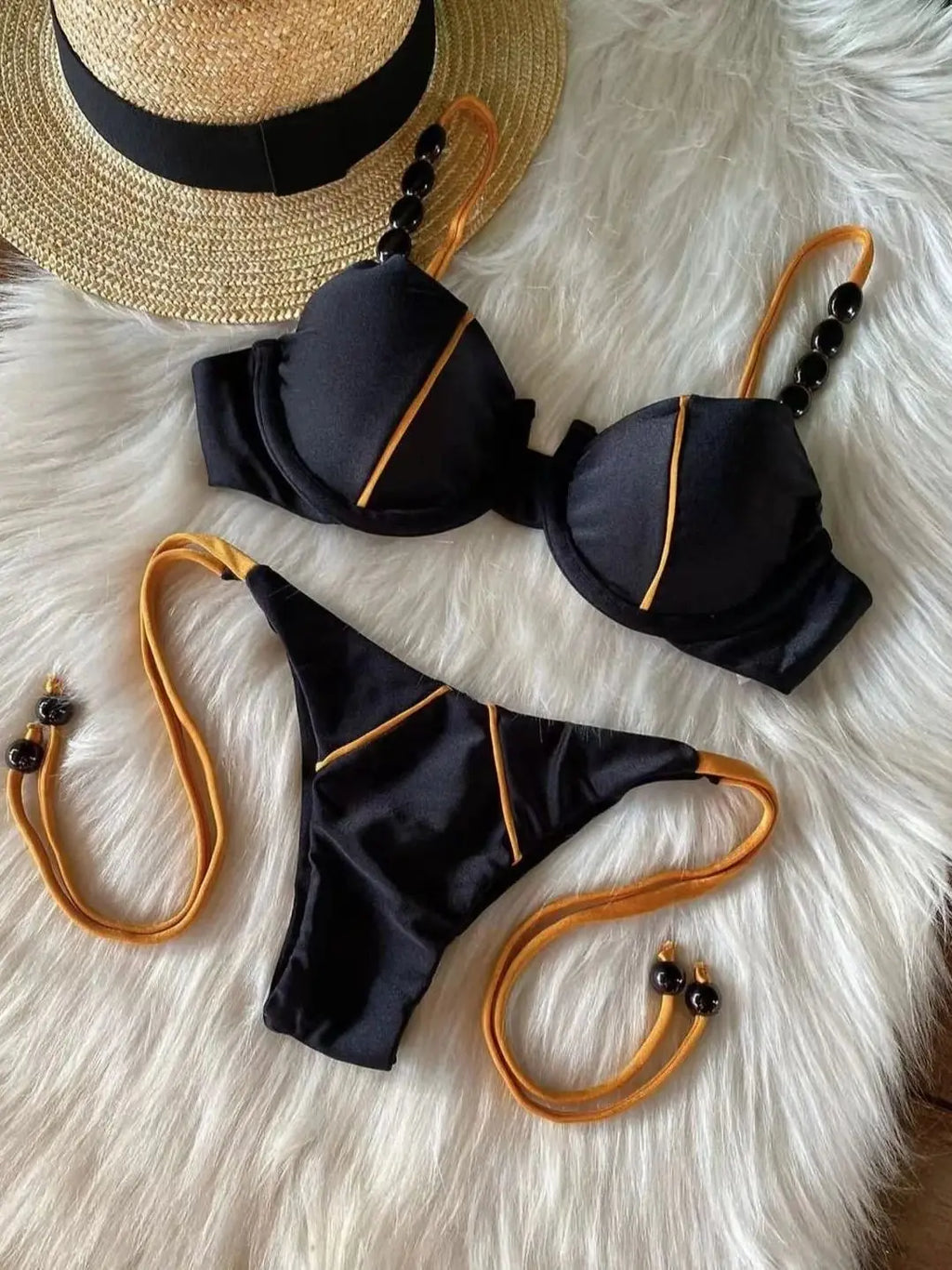 Cunjunto de Maiô Sexy Bush up Bikini Cintura Baixa