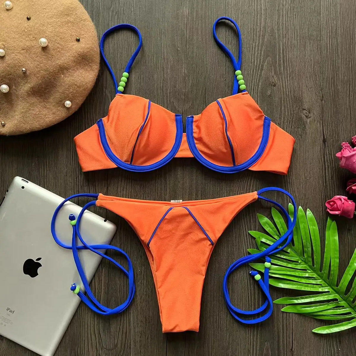Cunjunto de Maiô Sexy Bush up Bikini Cintura Baixa