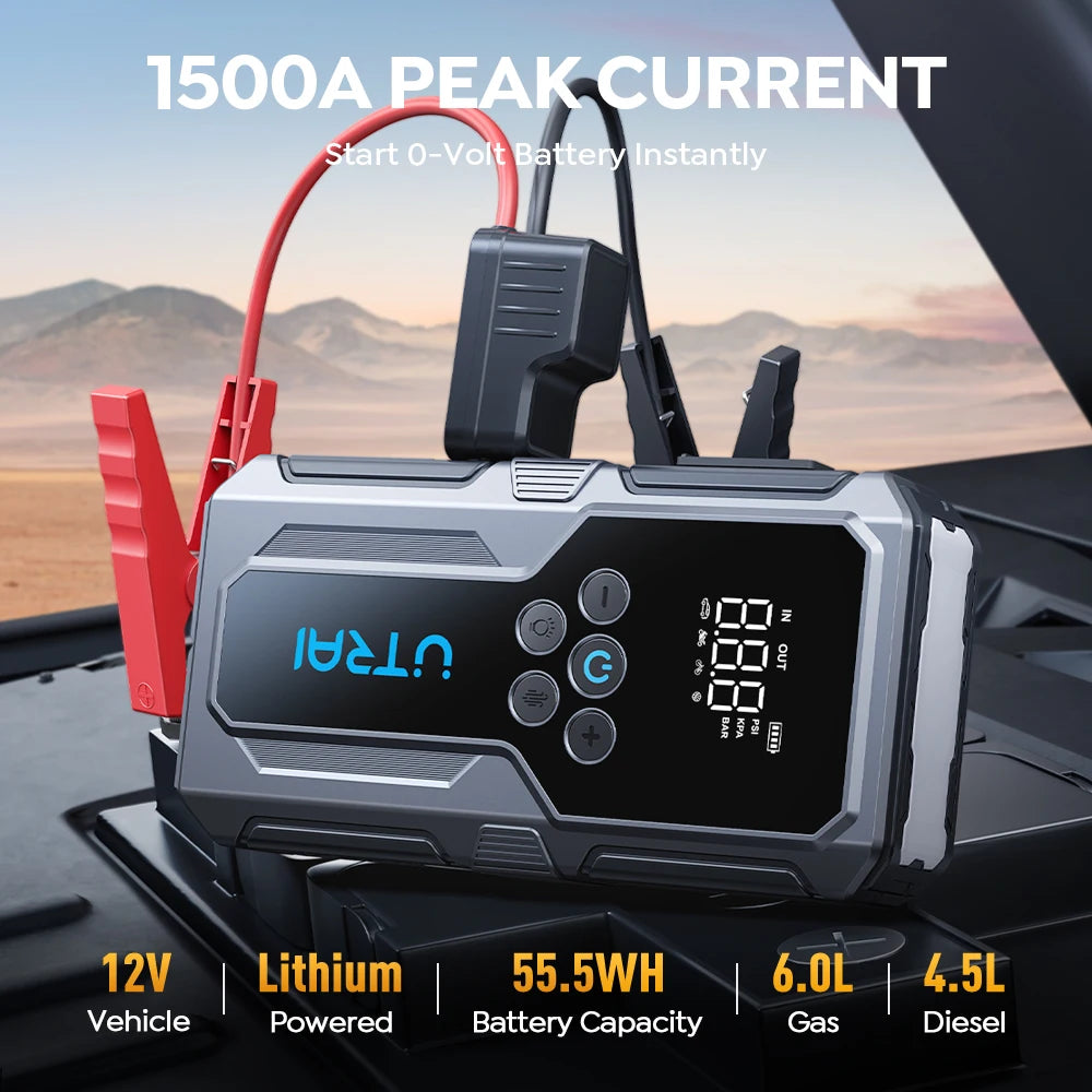 Power Bank Portátil 150PSI Bomba de ar Bateria de carro Boosteres de emergência