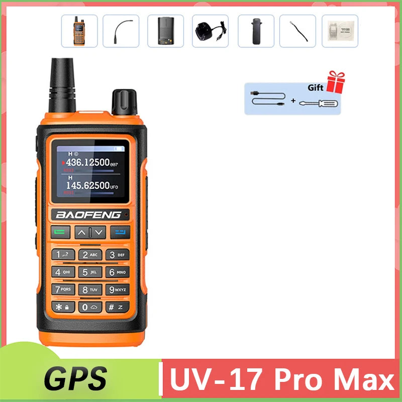 Baofeng UV 17 Pro GPS Walkie Talkie Air Band Alta Potência Tipo USB C