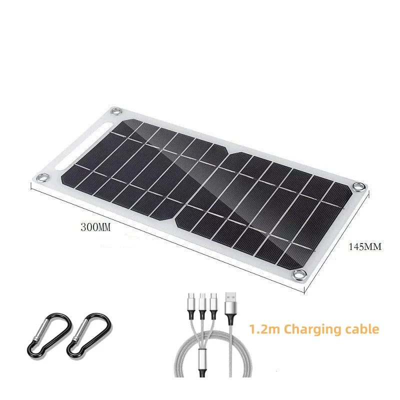 Painel Solar Portátil 5V USB Tipo-C: Kit Flexível e Leve para Carregamentos, Carros, Camping, Caminhadas e Power Banks - IP65