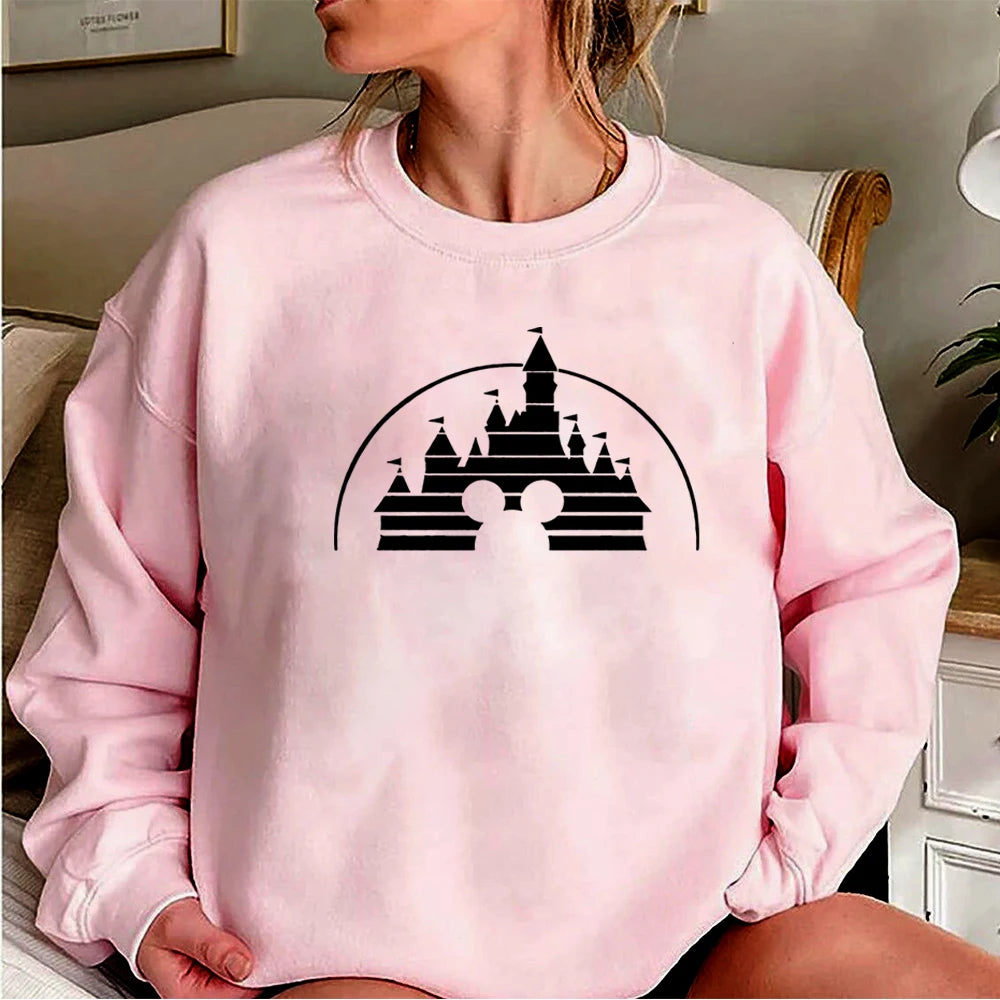 Moletom Castelo o Reino Mágico Mouse Gráfico Pulôver Minnie Jumper