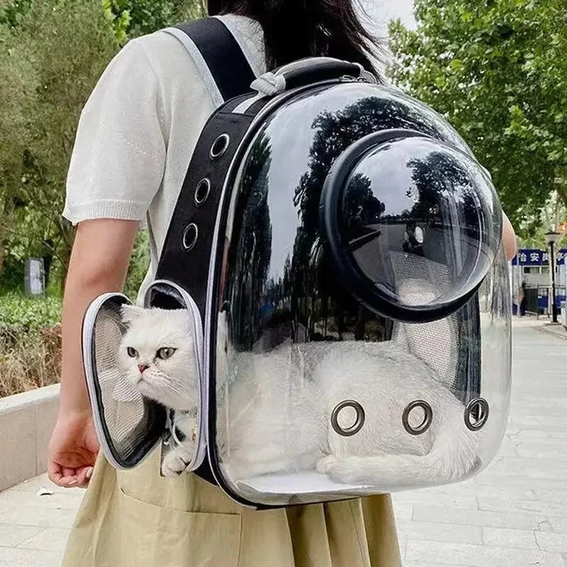 Mochila Transparente para Transporte de Animais de Estimação, Respirável e Portátil, para Cães, Gatos e Filhotes