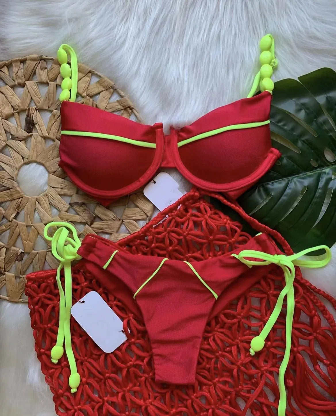 Cunjunto de Maiô Sexy Bush up Bikini Cintura Baixa