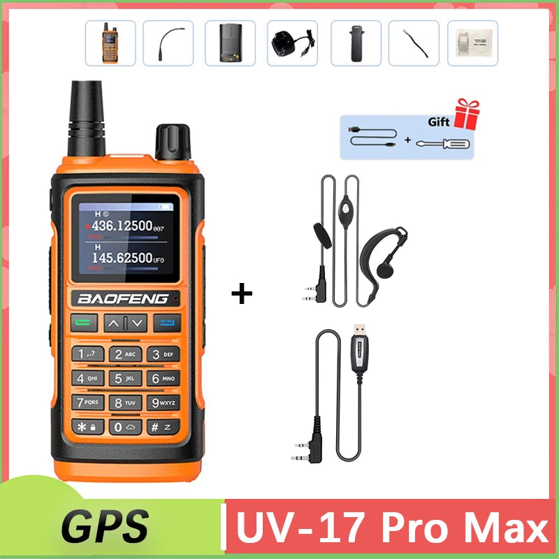Baofeng UV 17 Pro GPS Walkie Talkie Air Band Alta Potência Tipo USB C