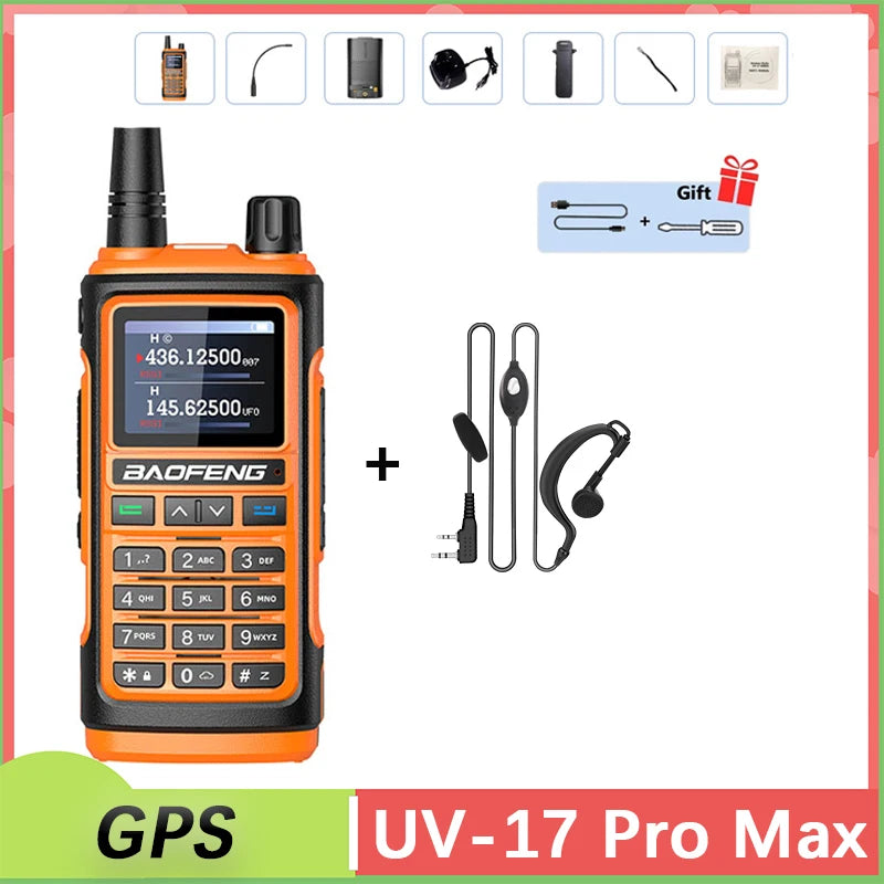 Baofeng UV 17 Pro GPS Walkie Talkie Air Band Alta Potência Tipo USB C