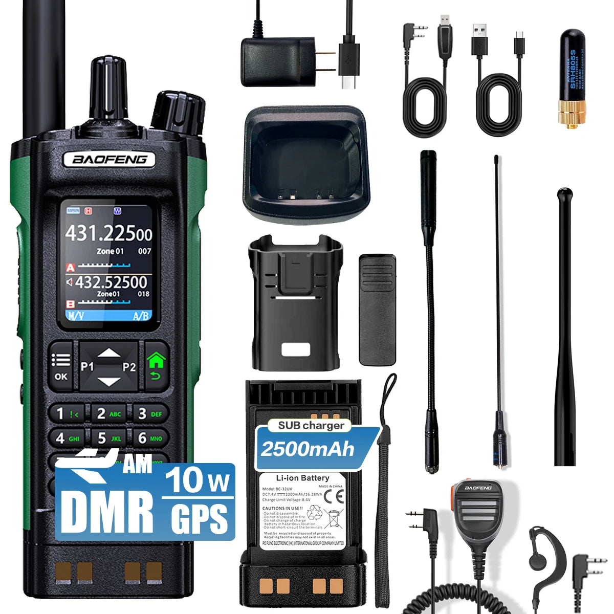 Baofeng DM-32UV DMR Rádio Digital GPS APRS Air Band Rx AES256 Gravação Tipo-C
