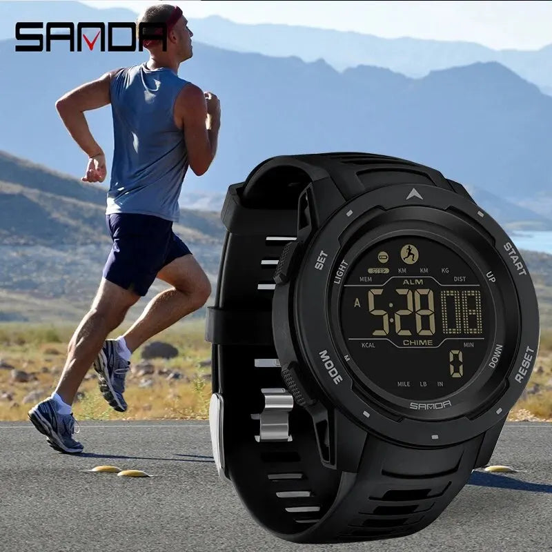 Relógio SANDA 2145  Pedômetro e Contador de Calorias, relógio de pulso militar digital LED à prova d'água 50M