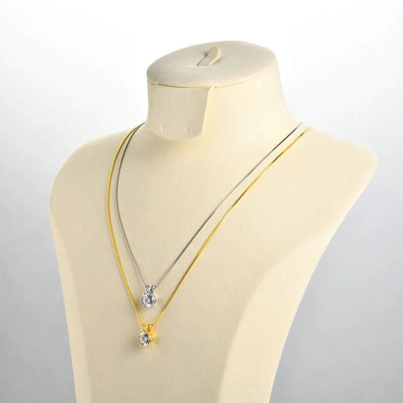 Colar Solitário Moissanite Certificado Lnngy de 0,5ct comPingente de Diamante