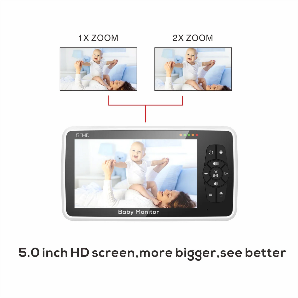 Novo monitor de Bebê com Vídeo de 5 Polegadas com Câmera e Audio