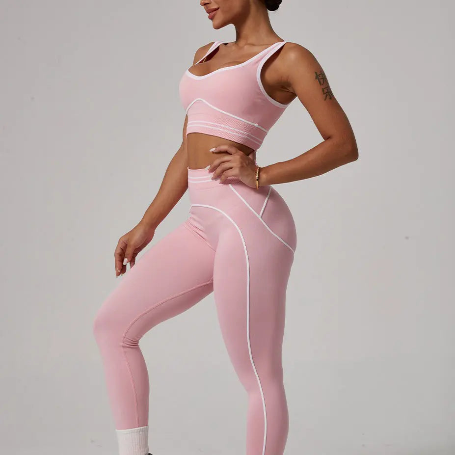Conjunto Sem Costura de Cintura Alta Activewear para Ginásio treino fitness