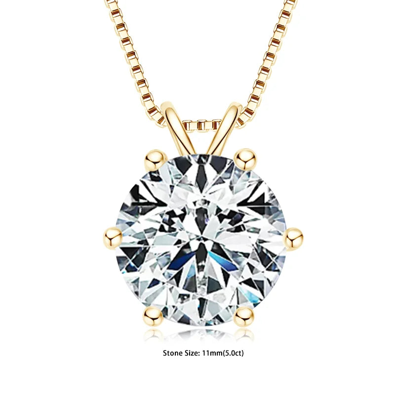 Colar Solitário + Pingente Certificado 0.5-5ct Moissanite Pingente