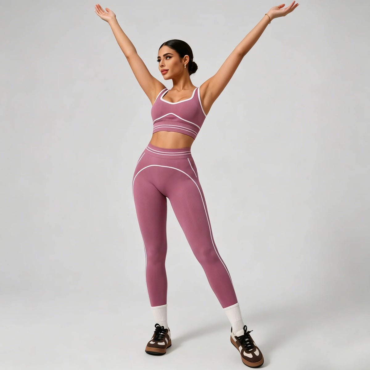 Conjunto Sem Costura de Cintura Alta Activewear para Ginásio treino fitness