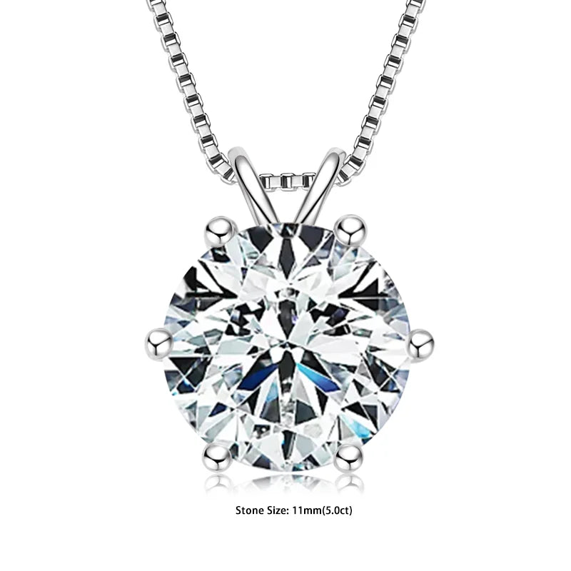 Colar Solitário + Pingente Certificado 0.5-5ct Moissanite Pingente