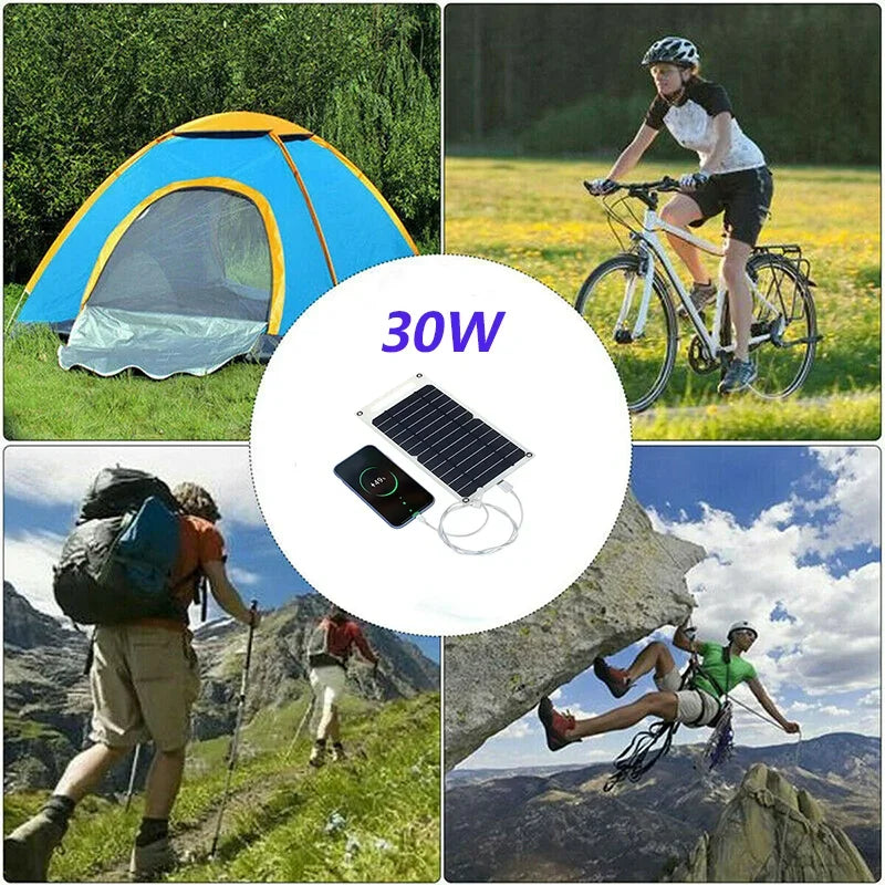 Painel Solar Portátil 5V USB Tipo-C: Kit Flexível e Leve para Carregamentos, Carros, Camping, Caminhadas e Power Banks - IP65