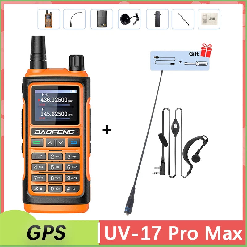 Baofeng UV 17 Pro GPS Walkie Talkie Air Band Alta Potência Tipo USB C