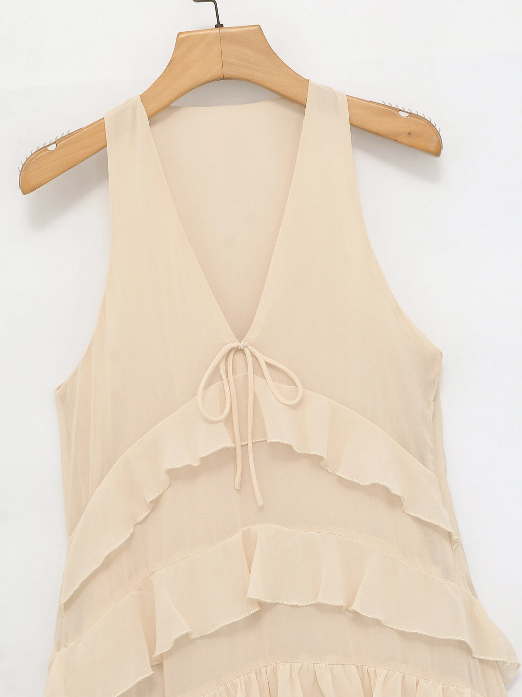 Vestido Midi, Vestido de Chiffon Sem Mangas com Decoração