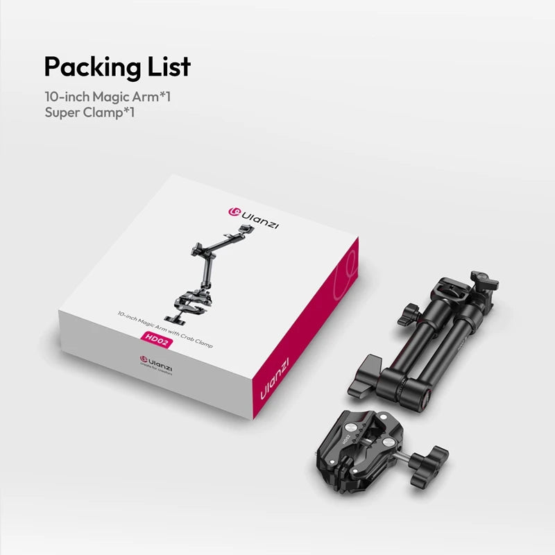 Kit de Braço Mágico Ulanzi HD02 de 10 Polegadas com Super Clamp