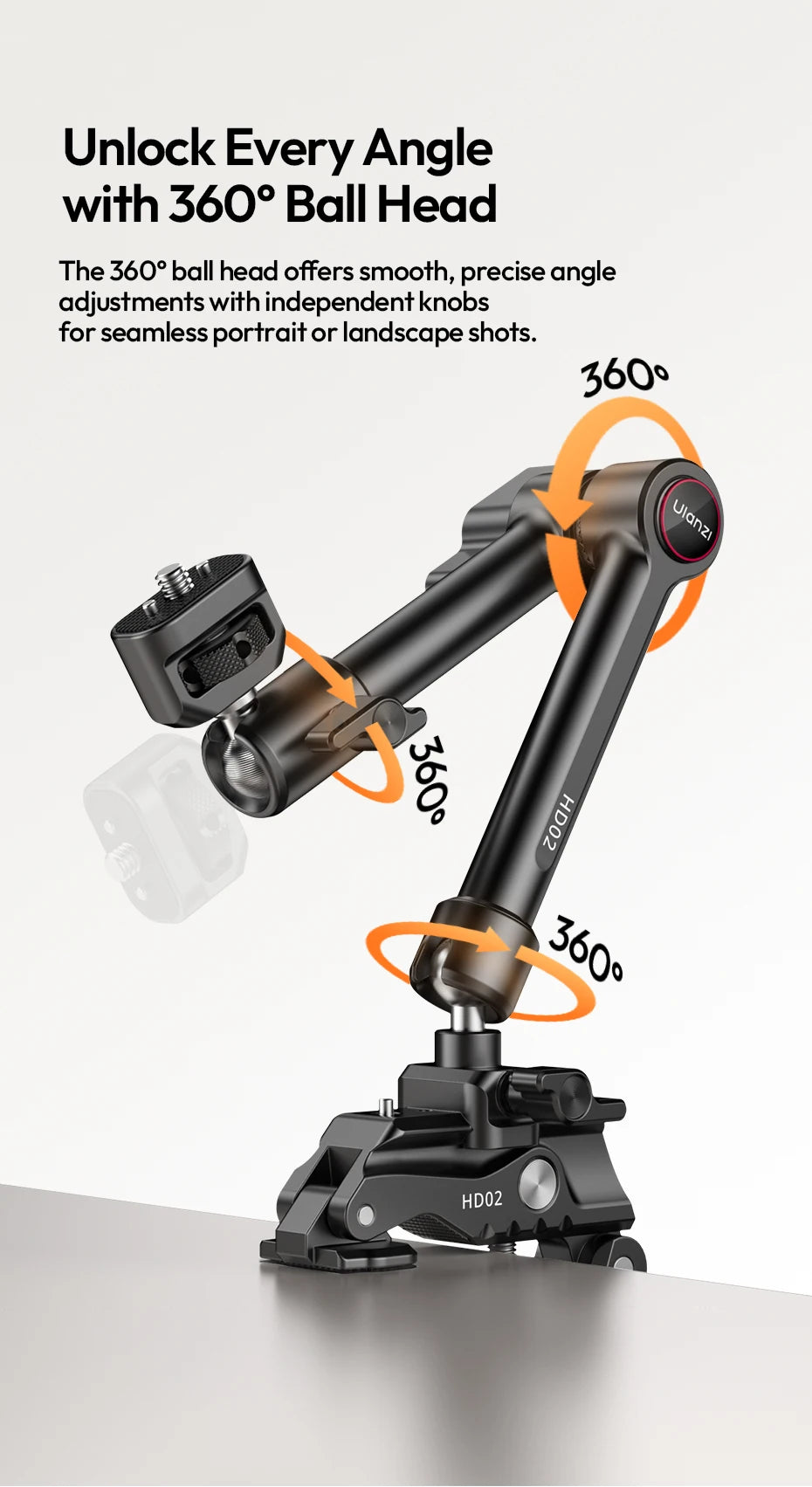 Kit de Braço Mágico Ulanzi HD02 de 10 Polegadas com Super Clamp