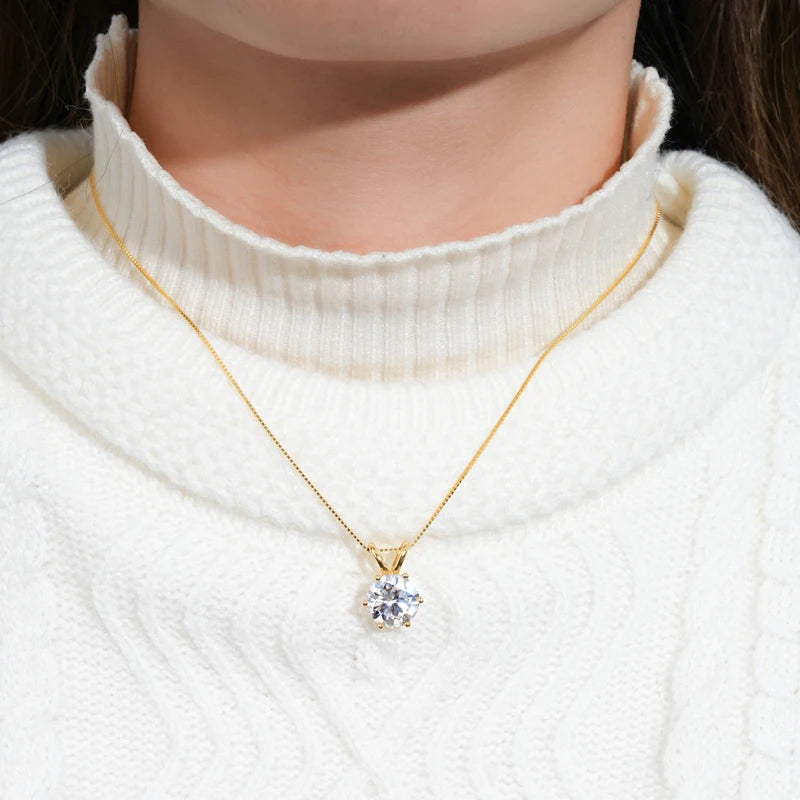 Colar Solitário + Pingente Certificado 0.5-5ct Moissanite Pingente