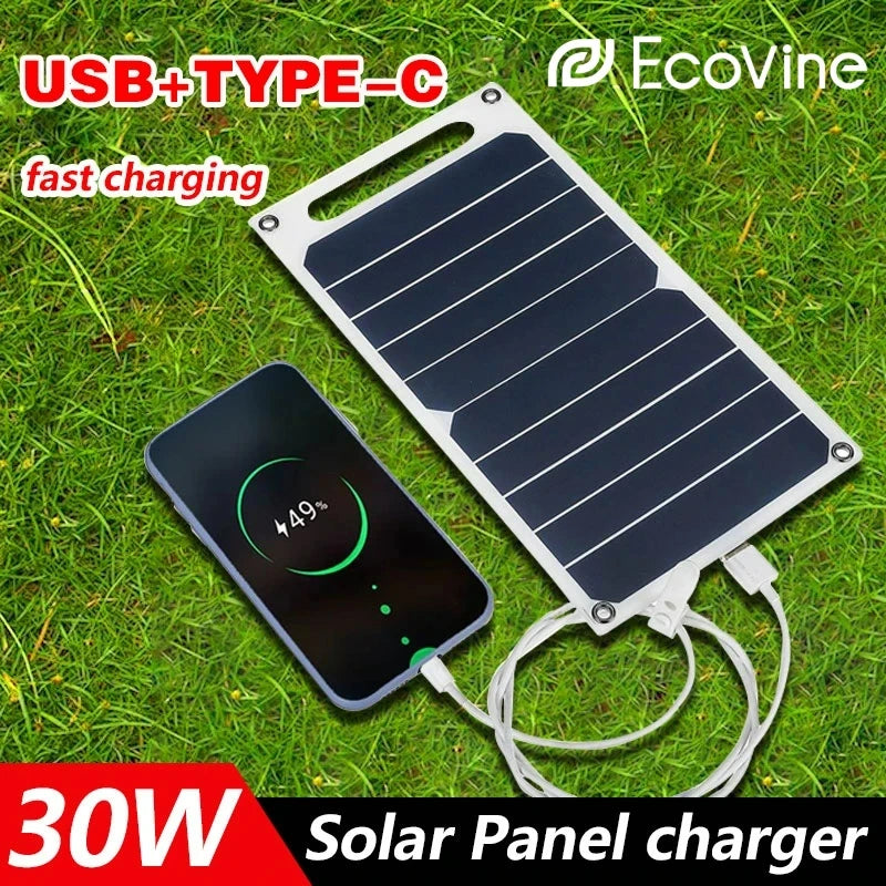 Painel Solar Portátil 5V USB Tipo-C: Kit Flexível e Leve para Carregamentos, Carros, Camping, Caminhadas e Power Banks - IP65