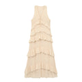 Vestido Midi, Vestido de Chiffon Sem Mangas com Decoração