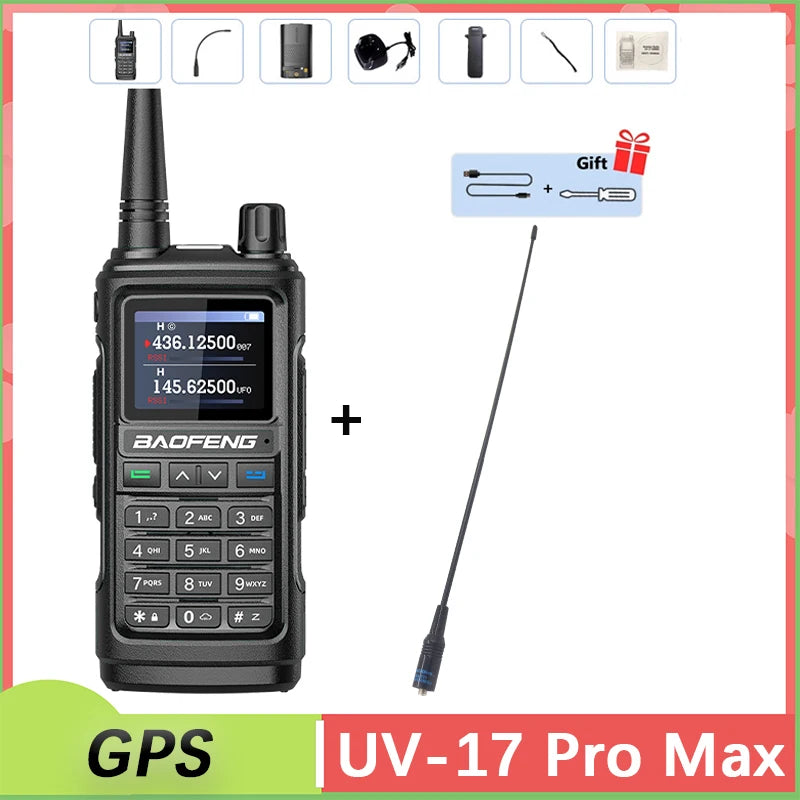 Baofeng UV 17 Pro GPS Walkie Talkie Air Band Alta Potência Tipo USB C