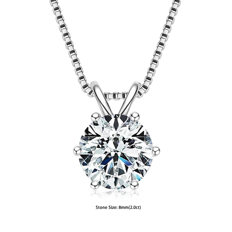 Colar Solitário + Pingente Certificado 0.5-5ct Moissanite Pingente