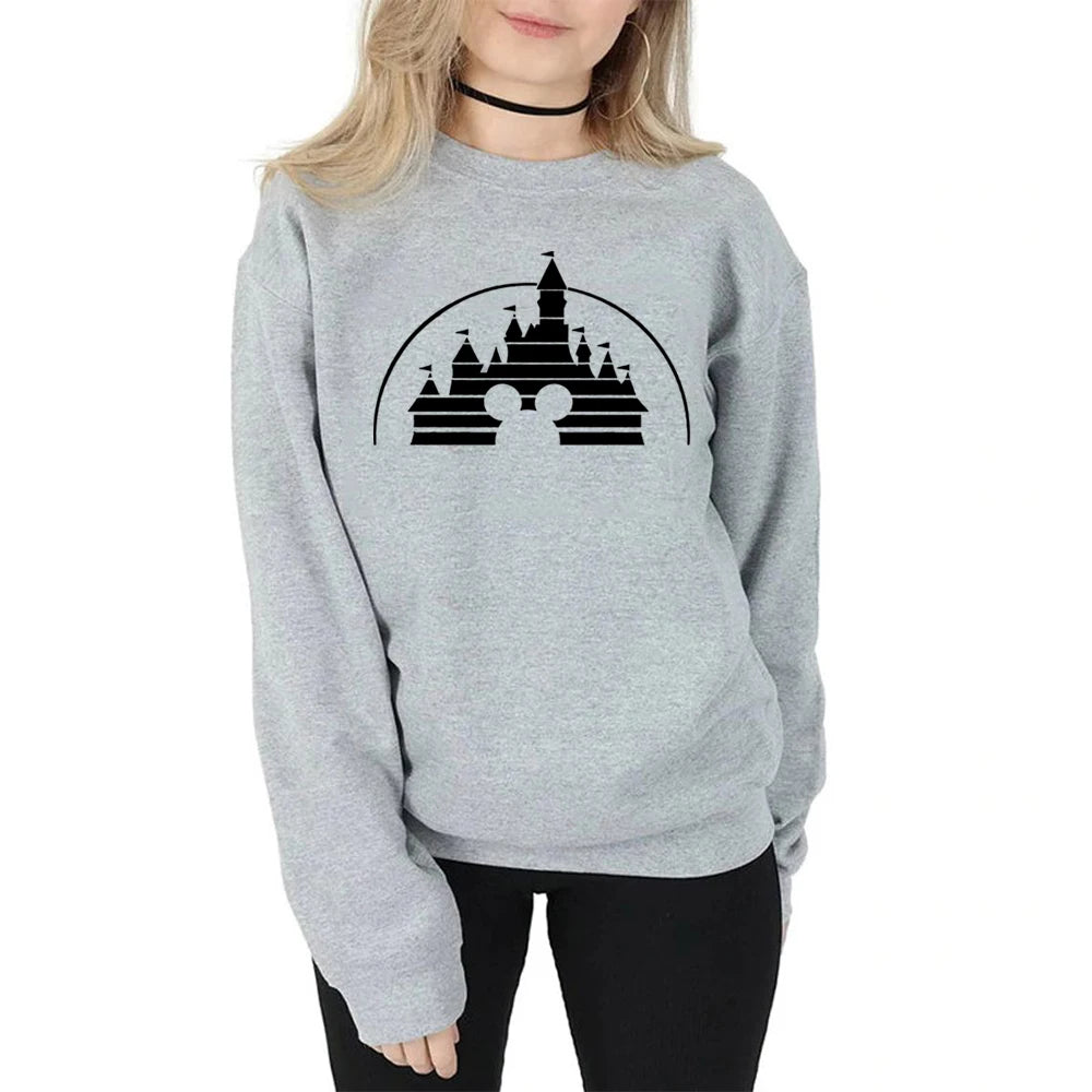Moletom Castelo o Reino Mágico Mouse Gráfico Pulôver Minnie Jumper
