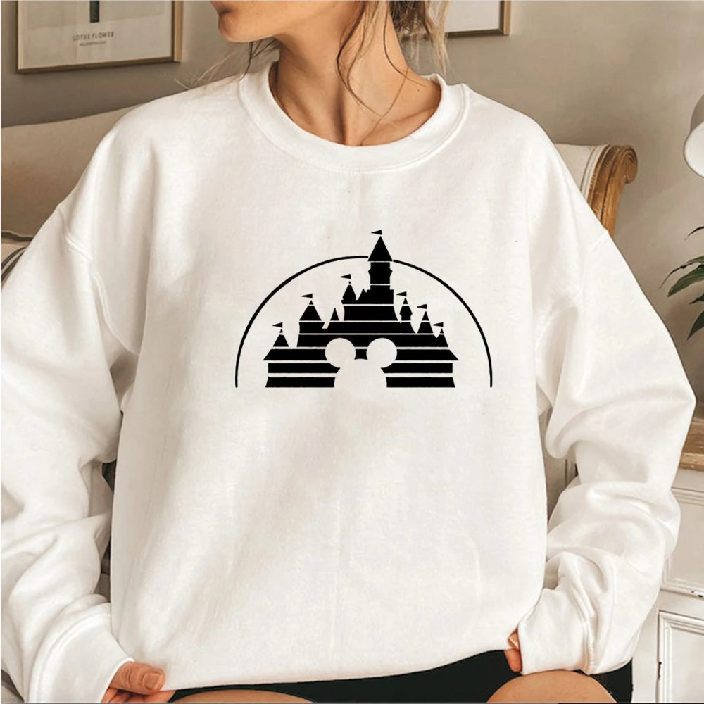 Moletom Castelo o Reino Mágico Mouse Gráfico Pulôver Minnie Jumper