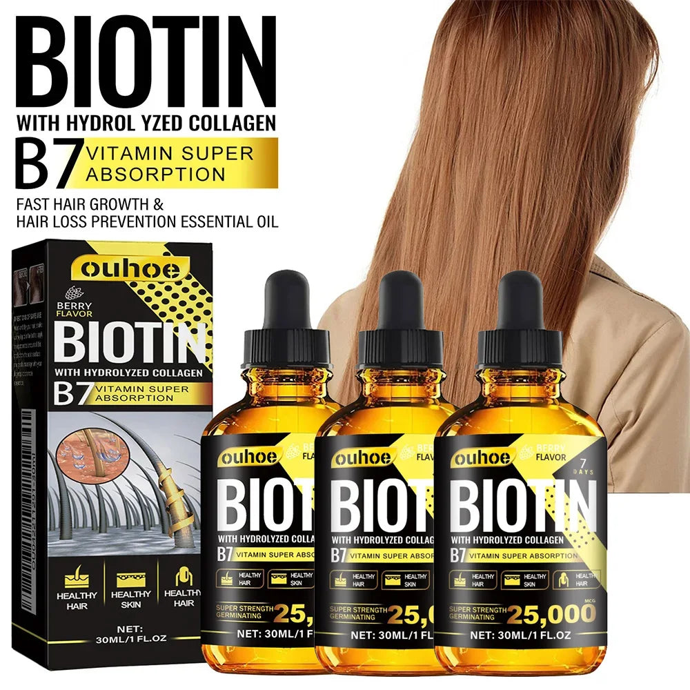 Óleo com Vitamina de Colágeno OUHOE B7 Ante Queda e Perda de Cabelos