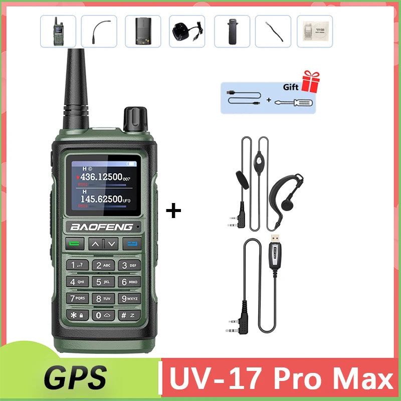 Baofeng UV 17 Pro GPS Walkie Talkie Air Band Alta Potência Tipo USB C