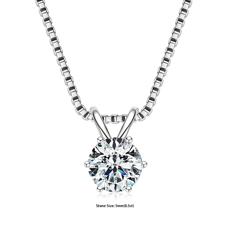 Colar Solitário + Pingente Certificado 0.5-5ct Moissanite Pingente