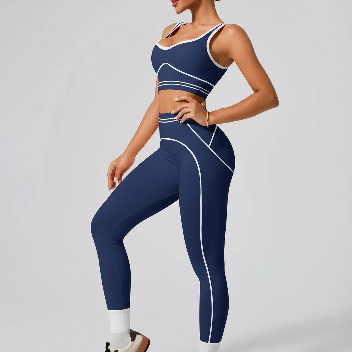 Conjunto Sem Costura de Cintura Alta Activewear para Ginásio treino fitness